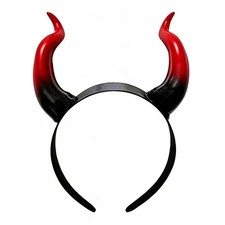 Halloween Devil Horns Headband,Gradient Red Black Demon Horn Hair Hoop,Spooky...