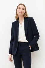 H M Blazer Jacket Size 12 Black One-Button Fully Lined Professional Office Wear