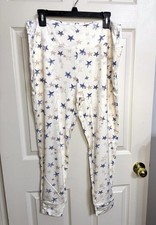 NWT SOMA Size L Cool Nights Ivory Star Banded Ankle Pajama Jogger Pants