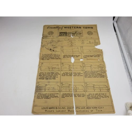 Vintage Louis Marx & Co Western Town Playset Instruction Sheet Assembly Manual