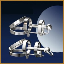 Steampunk Design Male Stainless Steel PA Chastity Cage Device Lock Ring