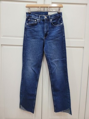 Rag Bone Harlow Mid Rise Straight Cut ausgefranster Saum Jeans W 26