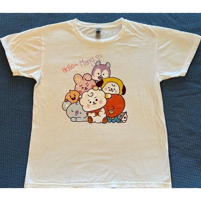 BT21 Hello Mang Characters Graphic T-Shirt White Large Kpop Korean Pop