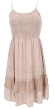 Besticktes indisches Boho Kleid, Sommerkleid, Minikleid hippie chic - beige