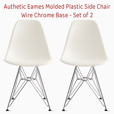 Authentic Herman Miller Eames Plastic Side Chairs White - Chrome
