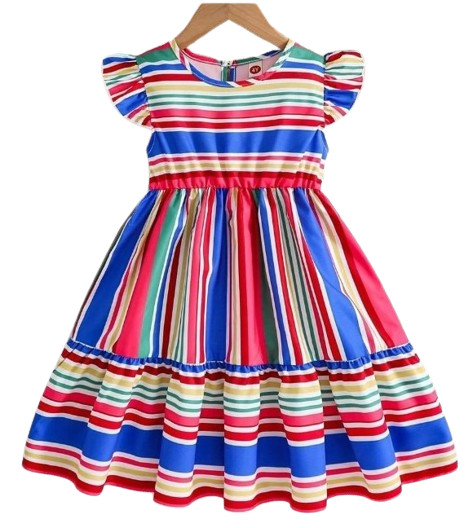 NWT GIRLS size 10  BOLD COLORFUL MULTI-DIRECTIONAL STRIPE SLEEVELESS DRESS