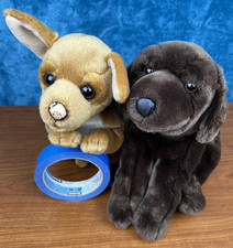 Lot of 2 Animal Alley Chihuahua Chocolate Lab Puppy Dog Plush 17" Toys R Us 2000