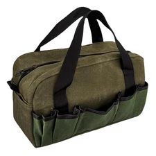 Small Tool Bag for Men, 15-Pocket Waxed Canvas Tool Organizer, Heavy Duty Ele...