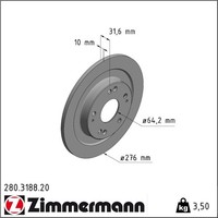 2X Zimmermann 280.3188.20 Bremsscheibe FüR Honda Civic Fk Fb