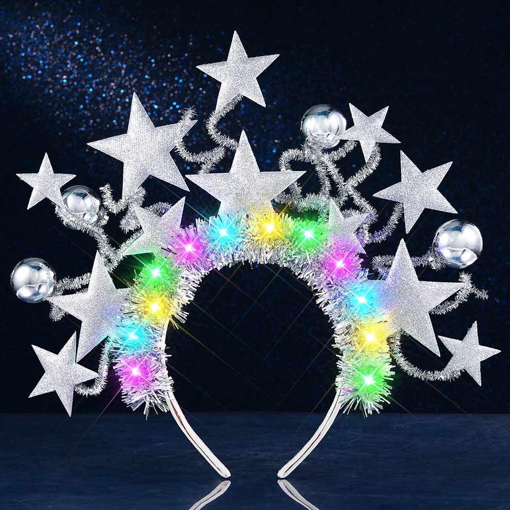 Light Up Star Crown Headband Glowing Headpiece Led Rave Costume Hair Accessor...