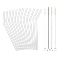 Reusable Clear Silicone Straws for Toddlers  Kids - 12 pcs Flexible Short Dr...