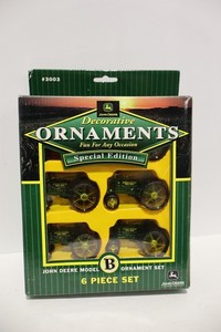 John Deere Model B Special Edition Ornaments 6 PC Set Christmas Tractor #3003