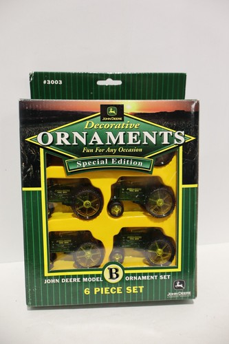 John Deere Model B Special Edition Ornaments 6 PC Set Christmas Tractor #3003