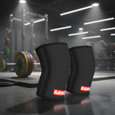 Black Sling Shot Gangsta Knee Sleeves by Mark Bell – Heavy-Duty Support