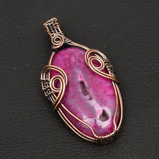 Solar Agate Gemstone Handmade Copper Wire Pendant Jewelry Gift 2.48
