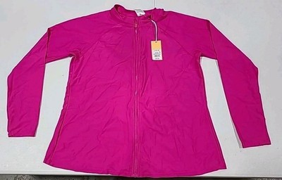 NEW Women's UPF 50 Full Zip Mock Neck Rash Guard - Kona Sol Pink Size M F44