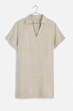 Madewell V-Neck 100% Linen Mini Dress Large Minimalist Normcore Natural