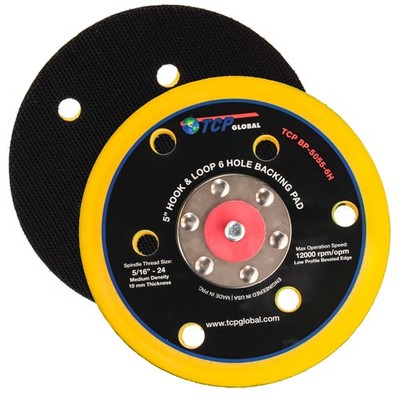 5'' DA Polisher & Sander Pad - 6 Hole Hook & Loop Face Dual Action Random Orbital