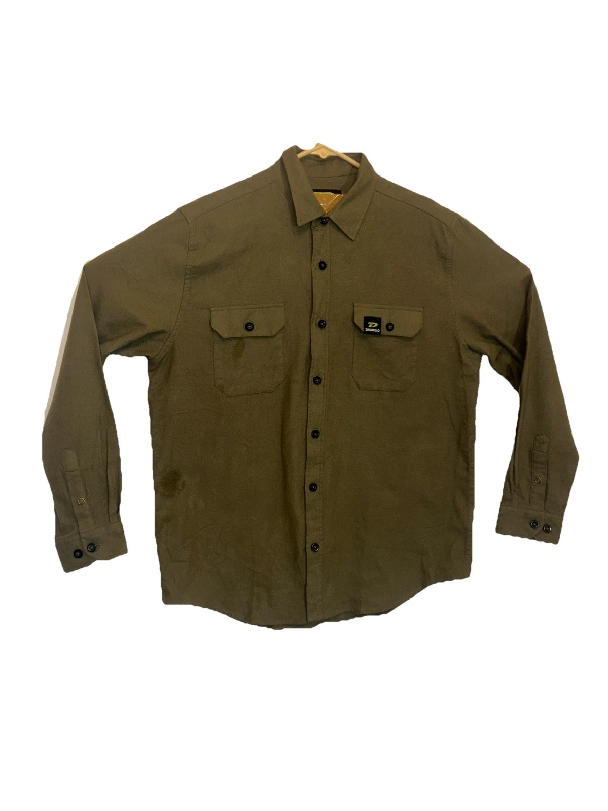 Dalbello Button Long Sleeve Shirt Size XL Green Brist Classic Flannel 23” Pit