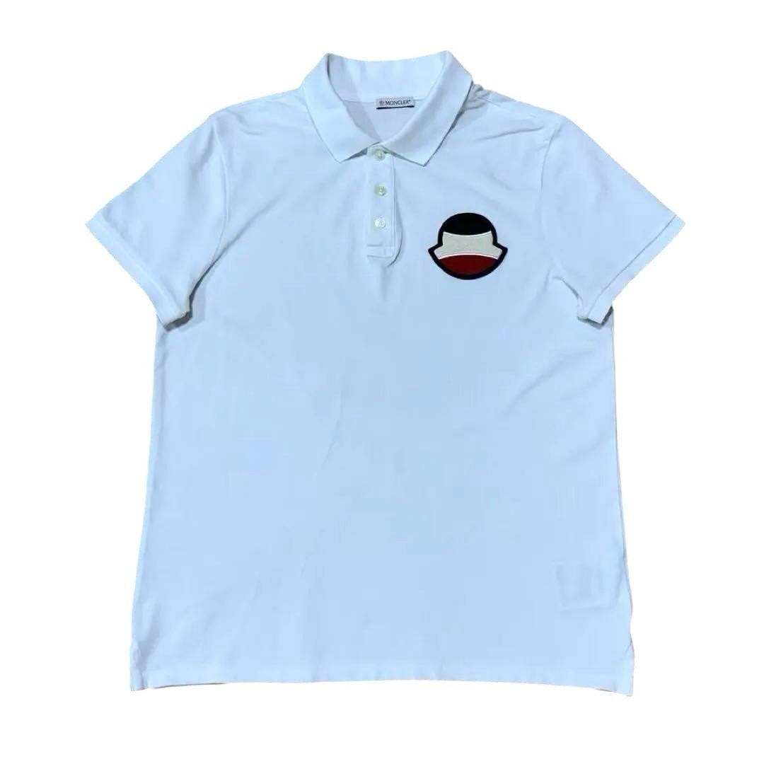 Moncler White Embroidered Logo Polo Shirt Size 15.4 Used