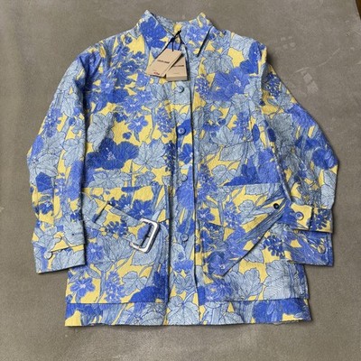 Roberto Cavalli Jacket Womens 40 Blue Jacquard Floral Print Belted Made Italy