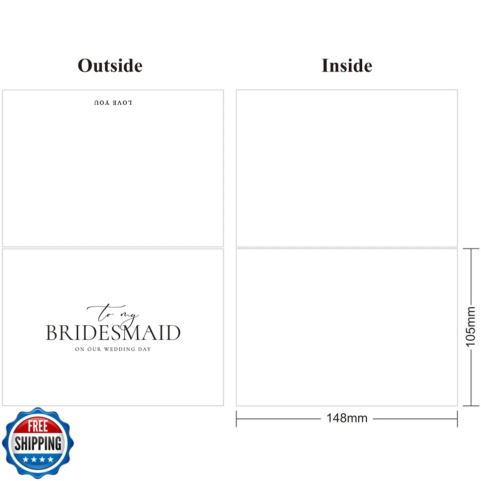 Tarjeta del día de mi boda LADYandHOME To My Bridesmaid On My Wedding, tarjeta de agradecimiento de dama de honor Foto 2 de 4