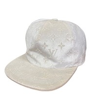 LOUIS VUITTON MP3421 Monogram newsboy velvet hat cap polyester White Men's Auth