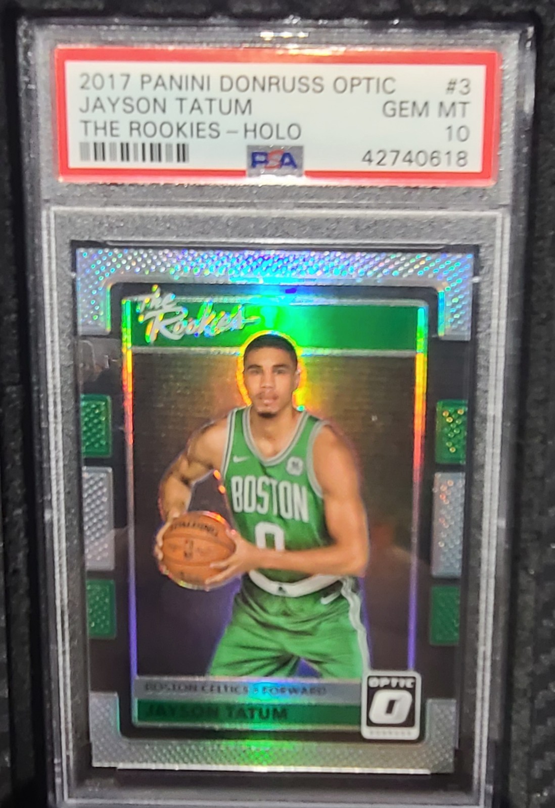 2017 PANINI DONRUSS OPTIC THE ROOKIES HOLO PRIZM #3 JAYSON TATUM RC PSA 10
