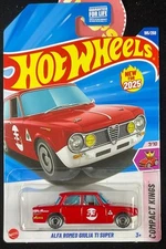 2025 Hot Wheels Red Italian 1962 Alfa Romeo Giulia TI Super, K CASE 1st. Ed #195