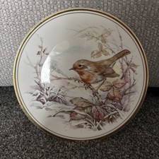 Vintage Royal Vale Decorative Plate Robin In A Winter Scene, 8.25"