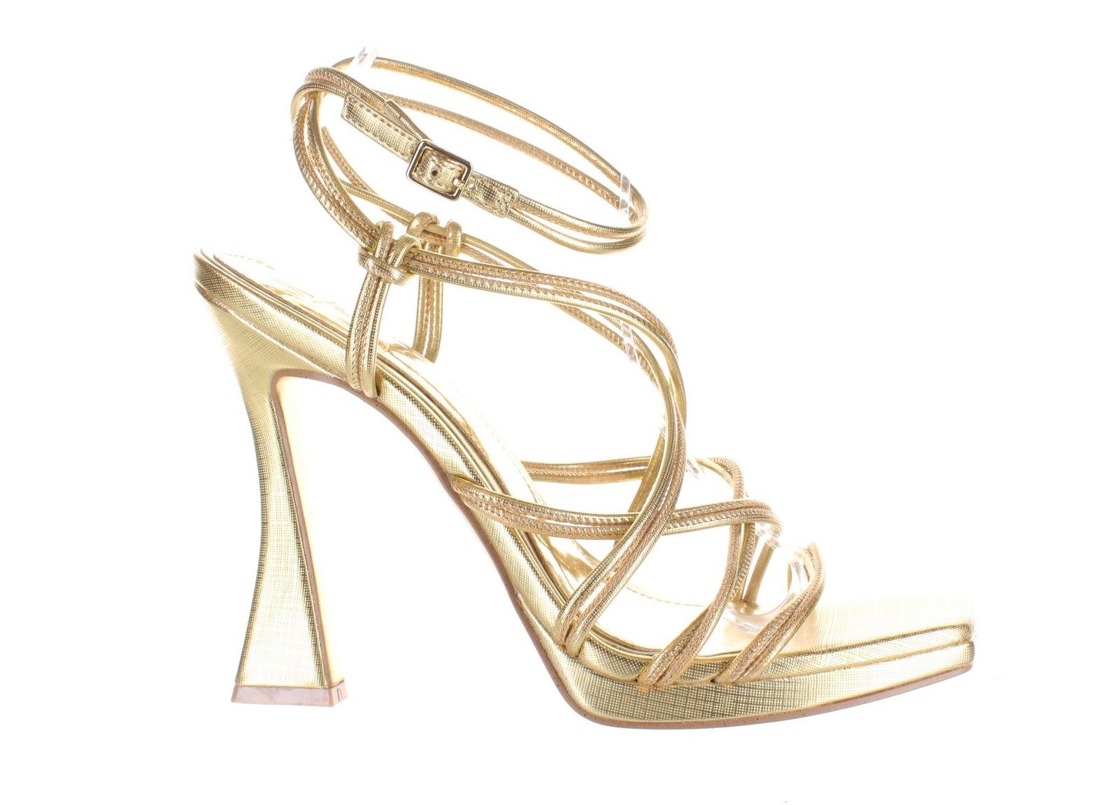 JLO by Jennifer Lopez Womens Tanin Gold Ankle Strap Heels Size 8.5 (7770452)