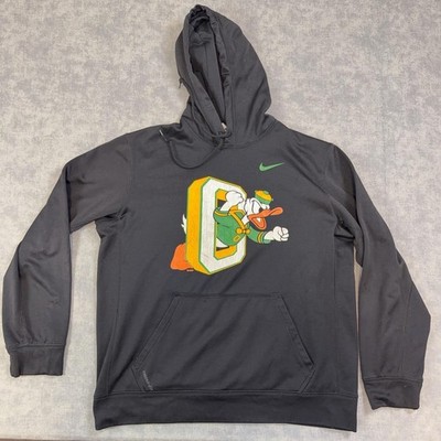 Oregon Ducks Sweatshirt Mens Large Black NCAA Football Nike Therma Fit Hoodie