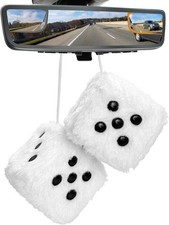 2pcs Fuzzy Plush Dice With Dots 3 Inch Square Pair Of Retro Rear View Mirror Ha 2pcs Fuzzy Plush Dice With Dots 3 Inch Square Pair Of Retro Rear View Mirror Ha