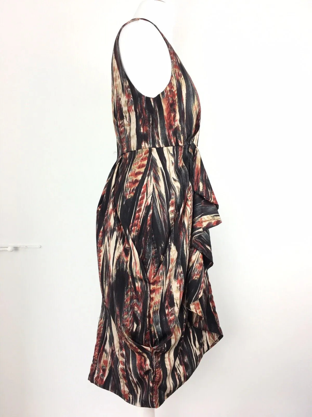 H&M Dress 8-10 38 Multicolour Black Red Ruffle Volume Skirt Date Work Career thumbnail 4