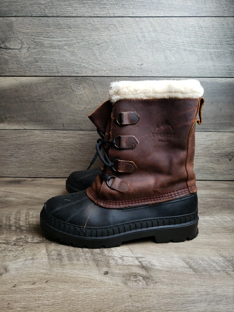 KAMIK EVEREST BROWN LEATHER RUBBER INSULATED WINTER SNOW BOOTS MENS Size 7