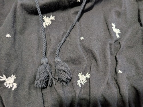 Lauren RALPH LAUREN Embroidered Jersey Tie Neck Top Black/White Women's Size XL - Picture 3 of 15