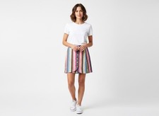 Abercrombie Fitch Women Linen/Cotton Lined Striped Mini Skirt Button Small Y2K