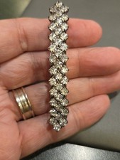 Bar Clear Rhinestones Vintage Made In France Silver Hairclip