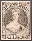 RARE c.1860s New Zealand 2d black QV Chalon Head proof stamp on card MNG