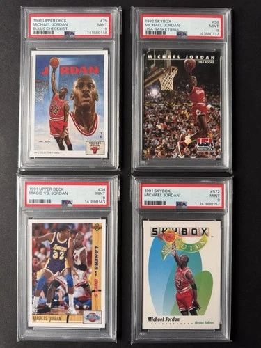 Michael Jordan (4) Graded PSA 9 Card Lot - 1991 1992 Upper Deck And Skybox