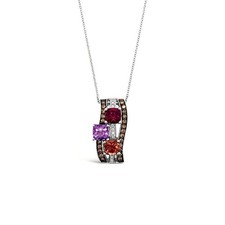 Le Vian 14K White Gold Gemstones Pendant Necklace Chocolate White Diamonds 18"