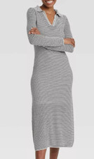 NEW A New Day Long Sleeve Maxi Sweater Dress Black & Cream Stripe Size Small