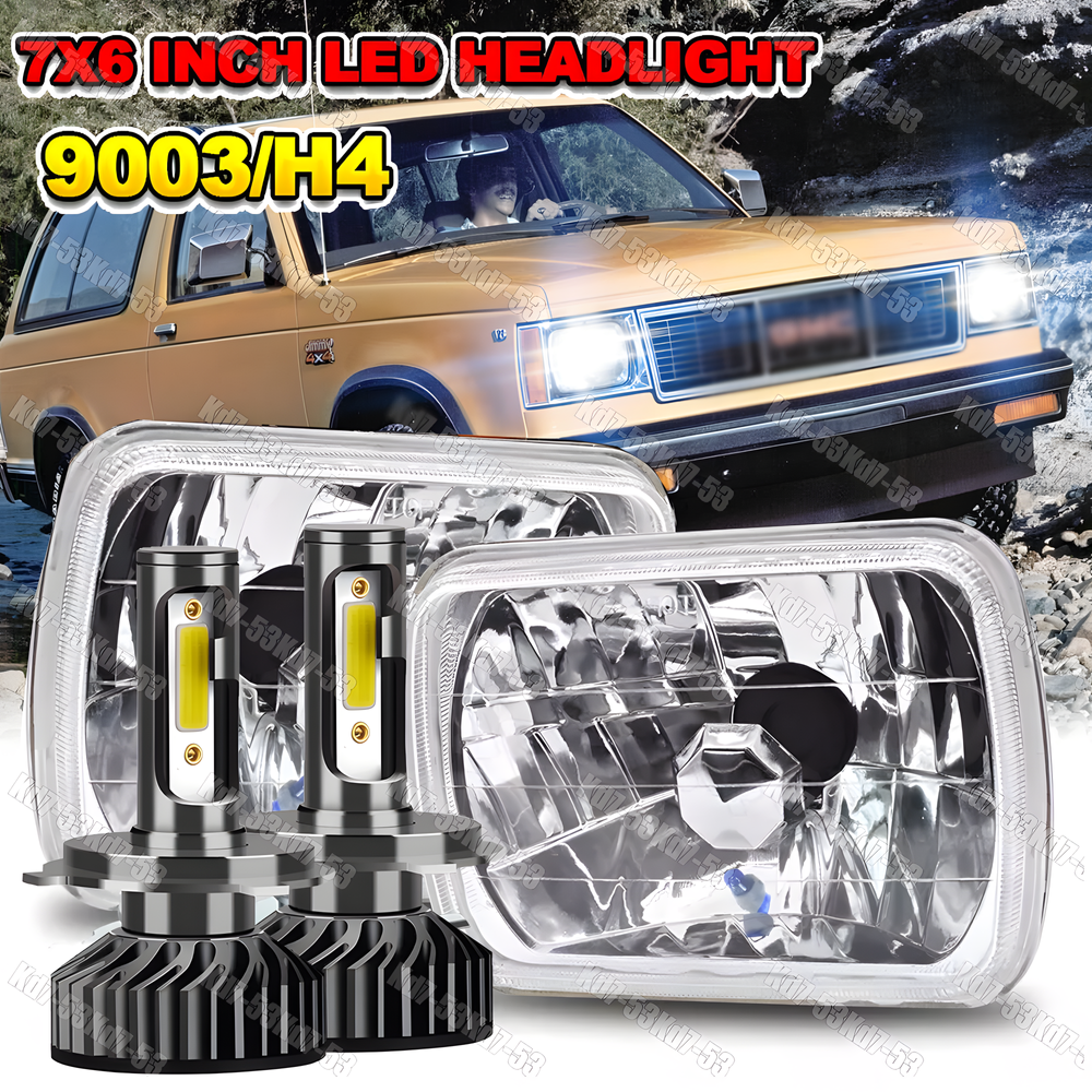 7x6 5x7 Hi-Lo Sealed LED Headlights for 82-94 Chevy S10 Blazer GMC S15
