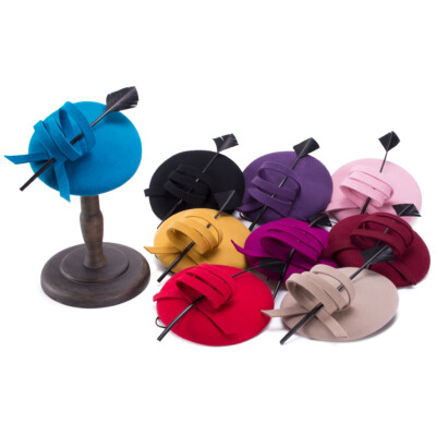 Damen Curly Feather Filz Wolle Fascinator Pillbox Tilt Cocktail Formal Hat A145