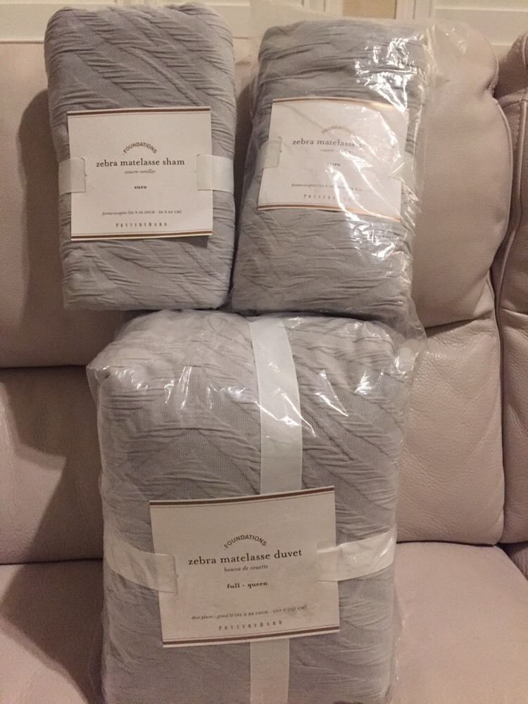 Pottery Barn Matelassé Gray Duvet Covers & Bedding Sets for sale
