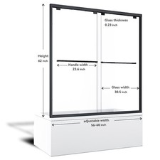 ELEGANT 60" W x 62" H Double Sliding Shower Door 6mm Tempered Clear Glass Black