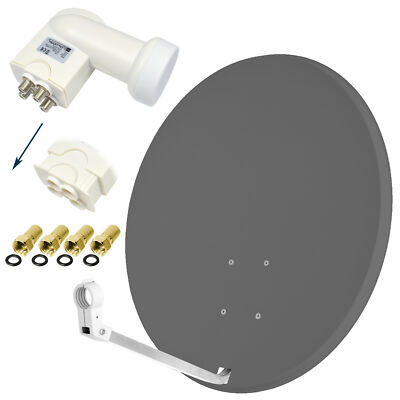 SAT Anlage Opticum 80cm Spiegel Schüssel + Quad LNB HD d   4 Teilnehmer Receiver
