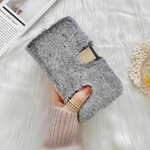 Fluffy Plush Flip Card Wallet Leopard Phone Case For Samsung A51 A71 A12 Note 20 - Picture 12 of 15
