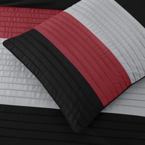 Chezmoi Collection 8-Piece Comforter Set Luxury Pleated Stripe Bedding Set - Picture 20 of 34