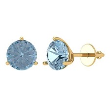 4Ct Round Cut Stud Earrings, Birthstone, Yellow Gold, Earrings Screw back